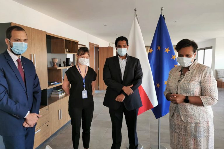 Mr. Hussein Diab flanked by H.E Ambassador Margareta Kassangana and Konsul RP Malgorzata Korobowicz keenly listening to Dr. Mamadou Tangara, Minister of Foreign Affairs of The Republic of The Gambia.jpg